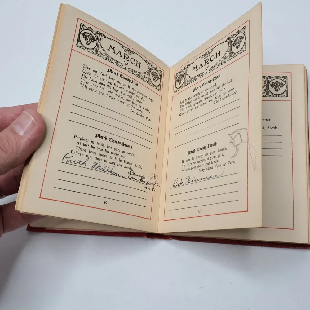 Tennyson‎ Birthday Book Hardcover Red 1910 Antique Astrological Signs, Notes